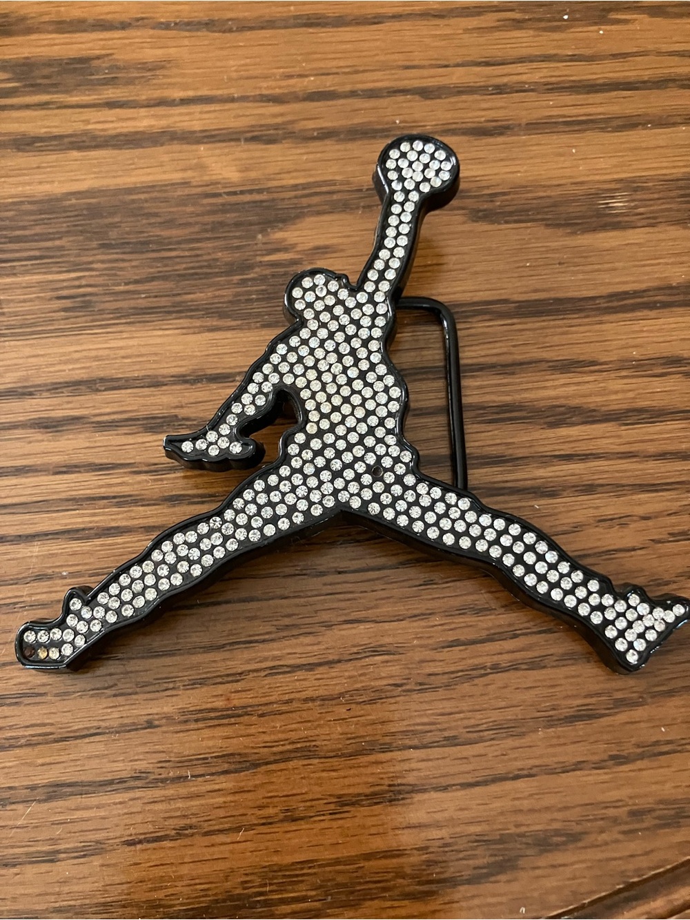Jordan Rhinestone Jumpman Belt Buckle - Black & Silver